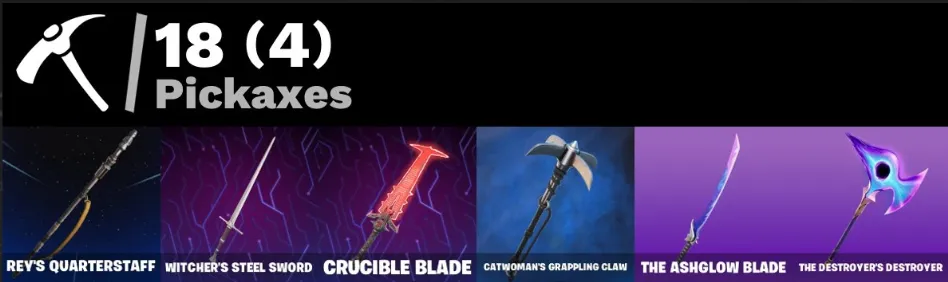 F1324 28 Skins - Joltara, Glitch, Nezumi, Slurpentine, Psylocke, Doom Slayer, Gerald Of Rivia - 18 Pickaxes (G)